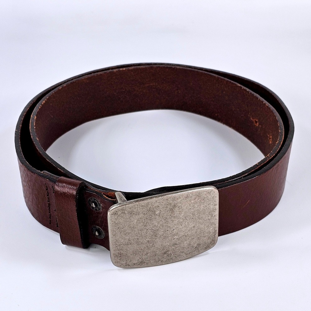 Levis Ryder Plaque Mens Brown Genuine Leather Plaque Buckle Belt Size 40